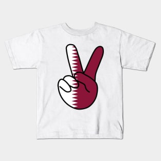 Qatar Flag V Sign Kids T-Shirt